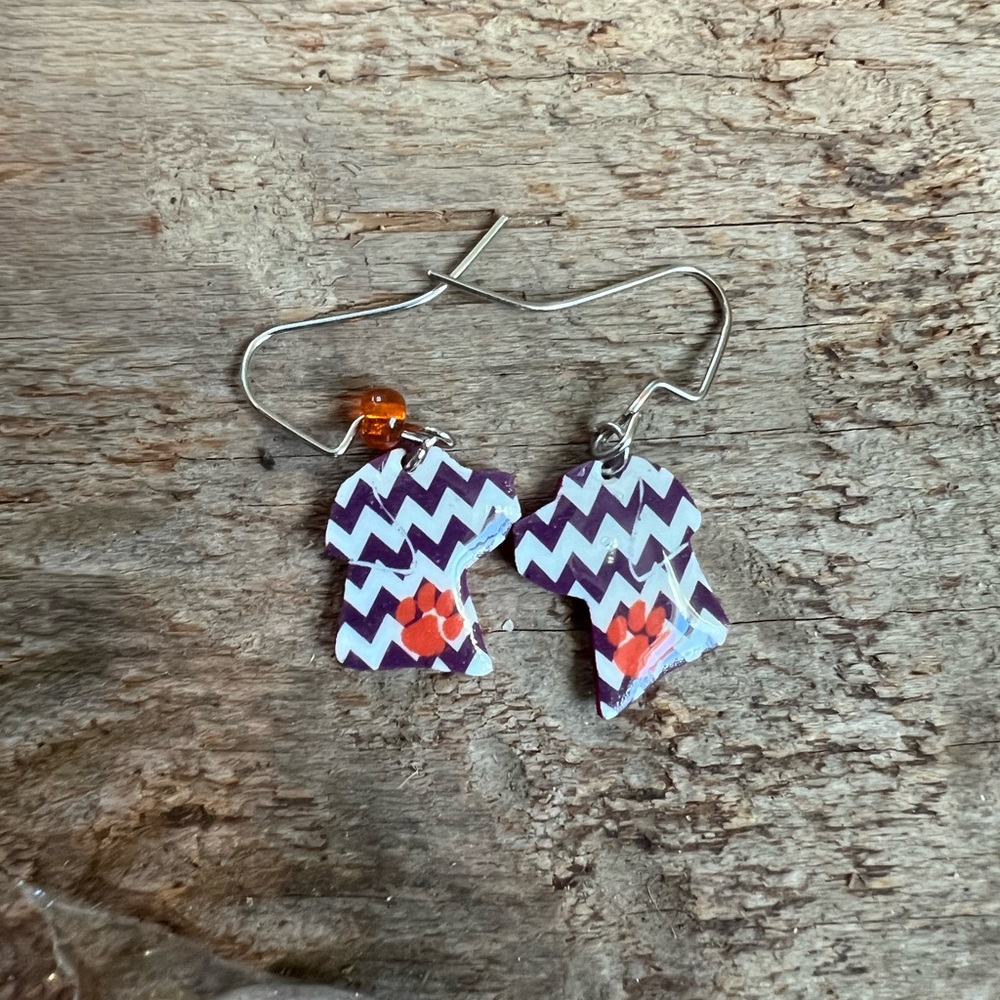 Clemson earrings, Clemson bracelet set, Clemson tigers jewelry, Clemson dog - Picture 4 of 6